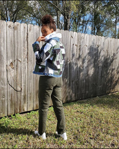 Green Block Jean Jacket